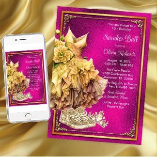 Heet Roze Gouden Sneaker Bal Kaart