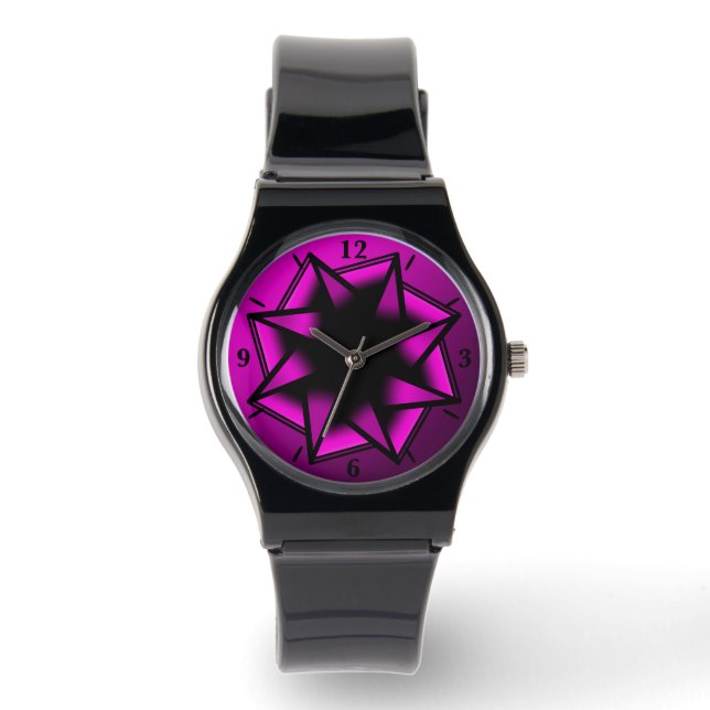 Heet Roze Gradiënt Star Bow Horloge (Voorkant)