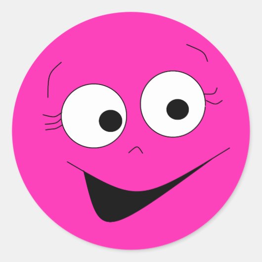 Heet Roze Grappig Gekke Gezicht Stickers (Voorkant)