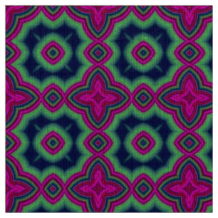 Heet roze, groen & blauw Marokkaans geometrisch pa Stof