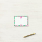 Heet Roze Groene Patchwork Madras Plaid 1IR Omlijs Post-it® Notes (Op bureau)
