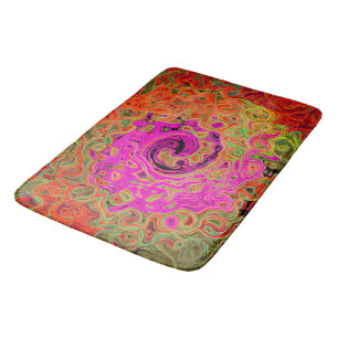 Heet Roze Groovy Abstract Retro Vloeibare Draaikol Badmat