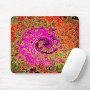 Heet Roze Groovy Abstract Retro Vloeibare Draaikol Muismat
