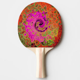 Heet Roze Groovy Abstract Retro Vloeibare Draaikol Tafeltennisbatje