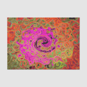 Heet Roze Groovy Abstract Retro Vloeibare Draaikol Tissuepapier