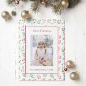 Heet Roze Holly Berry en Eucalyptus Kerst Kaart