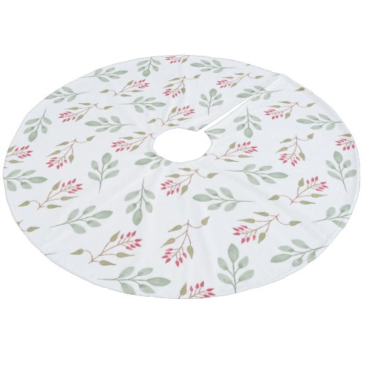 Heet roze Holly Berry Kerstboom Rok Fleece Kerstboom Rok (Gekanteld)