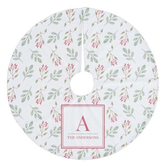 Heet Roze Holly Berry Kerstboom Rok Fleece Kerstboom Rok (Voorkant)