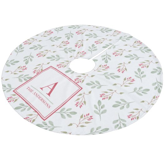 Heet Roze Holly Berry Kerstboom Rok Fleece Kerstboom Rok (Gekanteld)