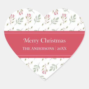 Heet Roze Holly Berry Vrolijk Kerstcadeau Hart Sticker