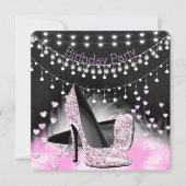 Heet roze hoogverhitte orthday-chalkbordverlichtin kaart (Voorkant)