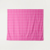 Heet roze houndstooth ruitontwerp wandkleed (Voorkant (horizontaal))