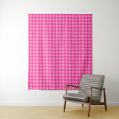 Heet roze houndstooth ruitontwerp wandkleed (In situ)