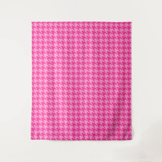 Heet roze houndstooth ruitontwerp wandkleed (Voorkant)