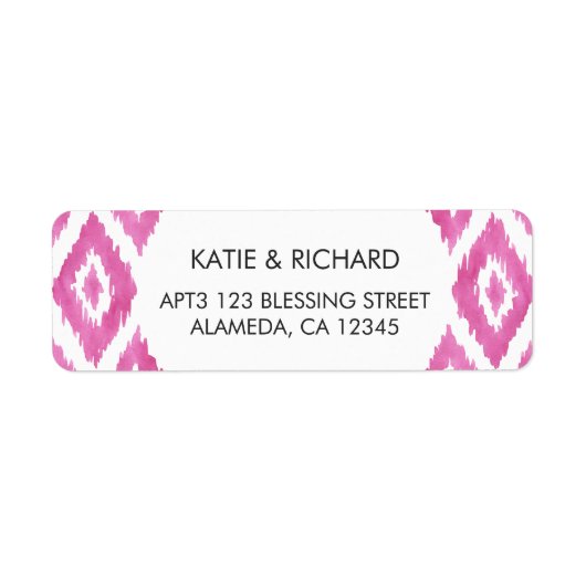 Heet Roze Ikat Etiket (Voorkant)