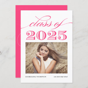 Heet Roze  Klasse van 2024 Foto Afstuderen Aankondiging