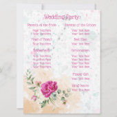 Heet Roze Kleur Spetter Bruiloftsprogramma Kaart (Achterkant)