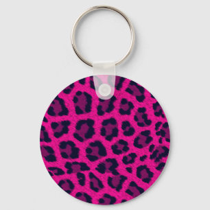 Heet Roze Leopard Print Sleutelhanger