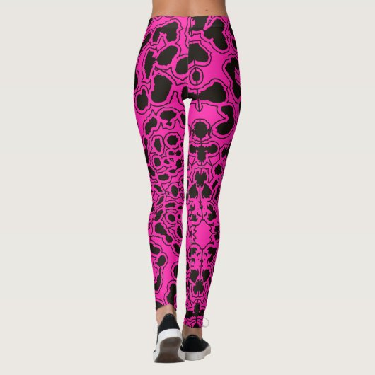 Heet Roze Leopard Safari Print Leggings (Achterkant)