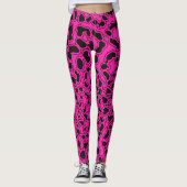 Heet Roze Leopard Safari Print Leggings (Voorkant)