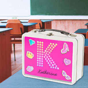 Heet roze letter K monogram meisjesachtige terug n