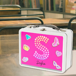 Heet Roze Letter S Monogram Meisjesachtig Terug na