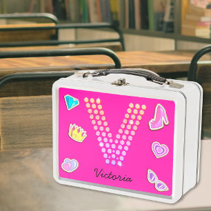 Heet Roze Letter V Monogram Meisjesachtig Terug na