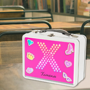 Heet Roze Letter X Monogram Meisjesachtig Terug na
