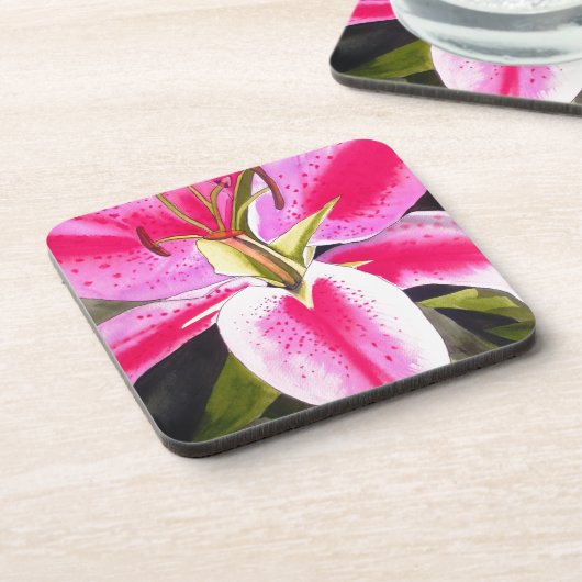 Heet roze lib Tenerife pop art waterverf Drankjes Onderzetter (Linkerzijde)