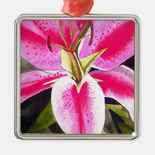 Heet roze lib Tenerife pop art waterverf Metalen Ornament (Voorkant)