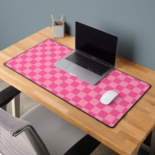 Heet Roze Licht Roze Checker Patroon Desk Mat (Kantoor 2)