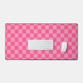 Heet Roze Licht Roze Checker Patroon Desk Mat (Keyboard & Muis)