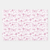 Heet Roze Liefde Bug Insect Illustratiepatroon Inpakpapier Vel (Voorkant 3)