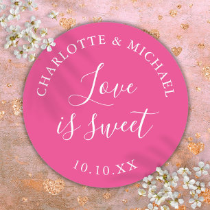 Heet Roze Liefde Is Zoet Trouwcadeau Ronde Sticker