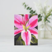 Heet-Roze liembloem waterverf pop Briefkaart (Staand voorkant)