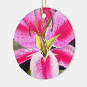 Heet-Roze liembloem waterverf pop Keramisch Ornament (Links)