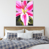 Heet Roze lily waterverf pop kunst schilderij Canvas Afdruk (Insitu (Slaapkamer))