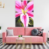 Heet Roze lily waterverf pop kunst schilderij Canvas Afdruk (Insitu (Woonkamer))
