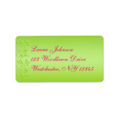 Heet roze, limoengroen bloemenadreslabel etiket (Voorkant)