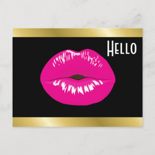 Heet roze lippen Glamoureuze Illustratie Hallo Briefkaart