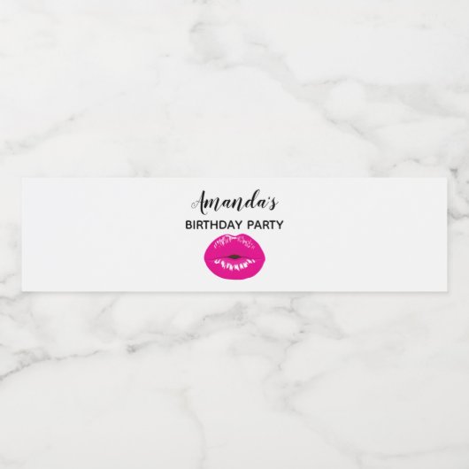 Heet roze lippen glamoureuze illustratie waterfles etiket (Enkel label)