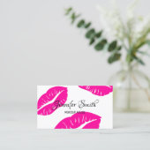 Heet Roze Lippen Patroon Make-up Artiest Visitekaartje (Staand voorkant)