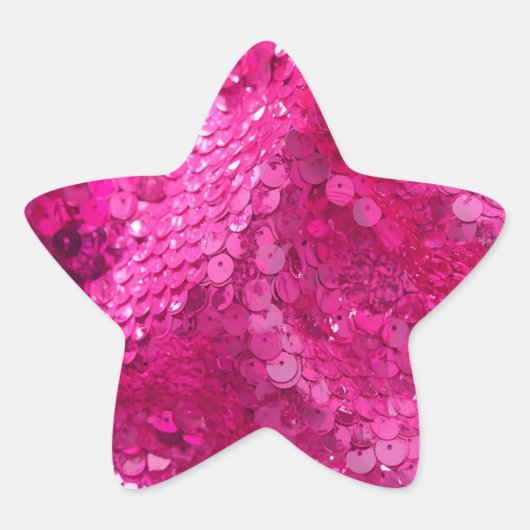 Heet Roze Lovertjes Ster Sticker (Voorkant)