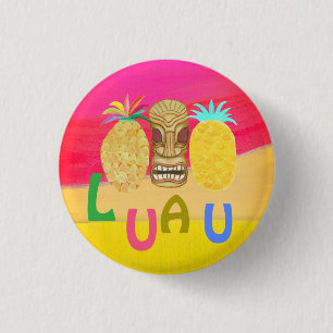 Heet Roze Luau Ronde Button 3,2 Cm