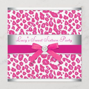 Heet roze luipaard boog Roze luipaard Sweet 16 Fee Kaart