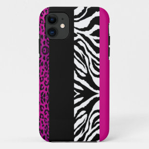 Heet Roze Luipaard en Zebra Aangepaste Dierenprint iPhone 11 Hoesje