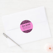 Heet roze luipaard print adresetiketten (#LABL 018 Ronde Sticker (Envelop)