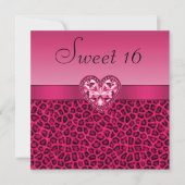 Heet Roze Luipaard Print & Bling Hart Zoet 16 Kaart (Voorkant)