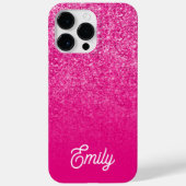 Heet Roze Luxe Glitter en Ombre Case-Mate iPhone Case (Achterkant)