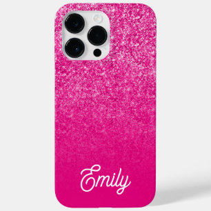 Heet Roze Luxe Glitter en Ombre Case-Mate iPhone 14 Pro Max Hoesje